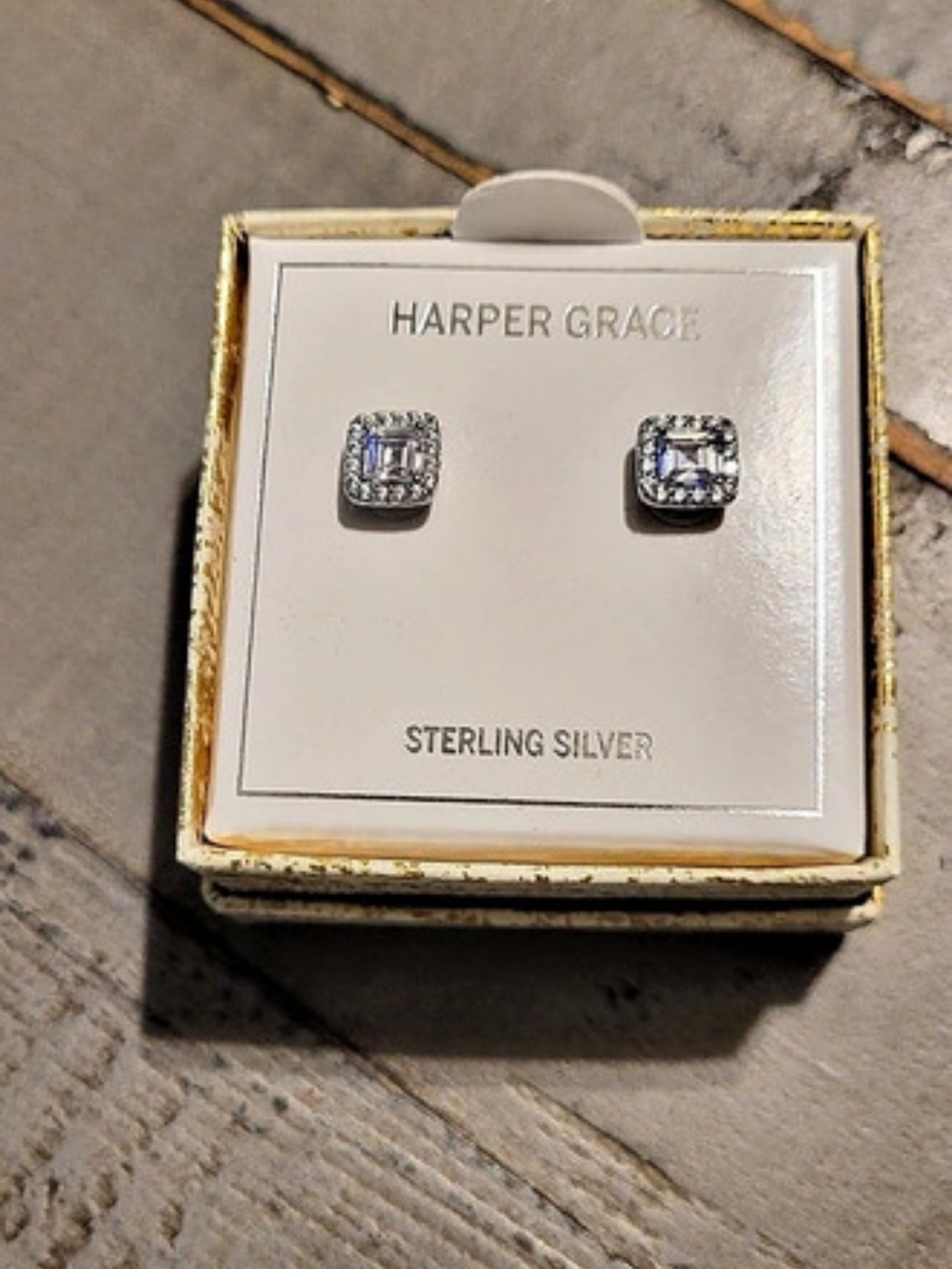 Harper Grace Sterling Silver Cubic Zirconia Halo Stud Earrings